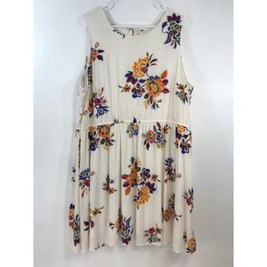 Old Navy Dress Women's Smocked A Line Floral Belted Keyhole Back Size XXL